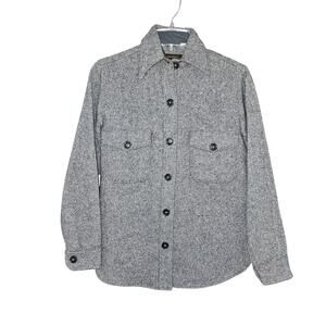 Eddie Bauer Vintage Wool Blend Black White Twill Button Front Shacket Jacket 12